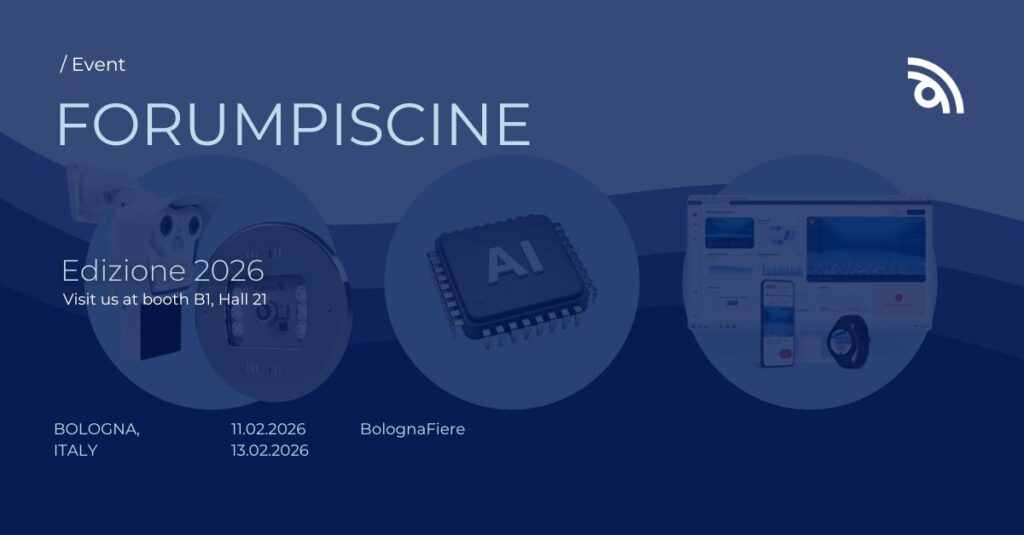 AngelEye auf der Forum Piscine 2026 29 01 2026 AngelEye Bolognafiere Linkedin Wordpress Facebook 2